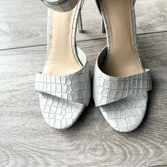 GUESS  by Marciano Silver Croc Print Stiletto Heels All Leather - Picture 4 of 15